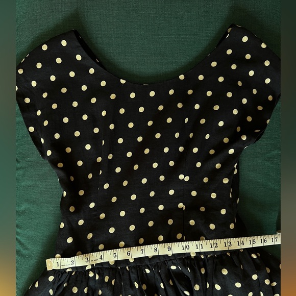 Lili’s Closet Black Linen Swinger Dress with Cream/Natural Polka Dots - Picture 7 of 7
